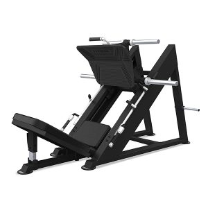 Prensa de piernas atlética profesional con diseño inclinado a 45° que fortalece piernas y muslos